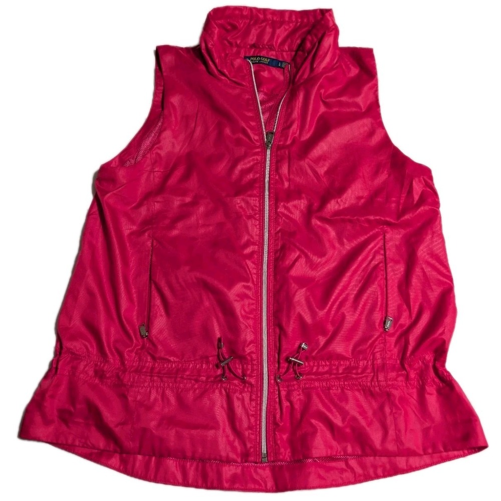 Polo Golf Ralph Lauren Pink Lightweight‎ Zip Vest Womens Large Adjustable Waist
